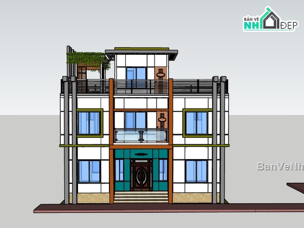 su nhà phố,sketchup nhà phố,su nhà phố 2 tầng,sketchup nhà phố 2 tầng