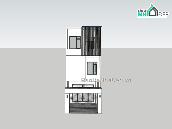 nhà phố 3 tầng,su nhà phố,sketchup nhà phố