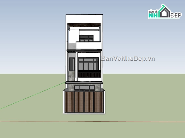 nhà phố 3 tầng,sketchup nhà phố,phối cảnh nhà phố