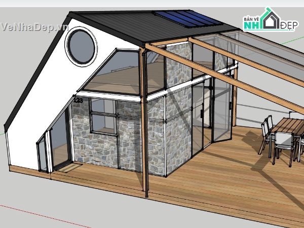 Mẫu nhà ở sketchup,file su nhà ở,mẫu su nhà ở,sketchup nhà ở 1 tầng