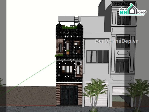 nhà phố,nhà phố 4 tầng,su nhà phố,sketchup nhà phố 4 tầng,sketchup nhà phố