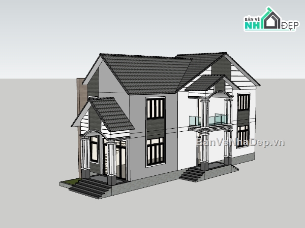 nhà phố 2 tầng,su nhà phố,sketchup nhà phố