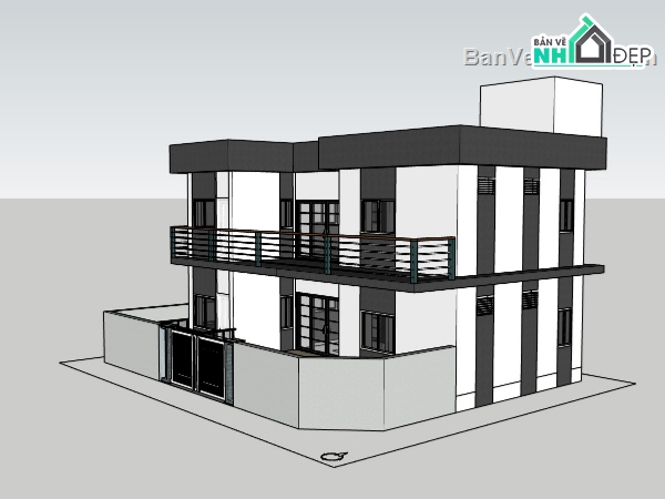 su nhà phố 2 tầng,sketchup nhà phố 2 tầng,su nhà phố,sketchup nhà phố