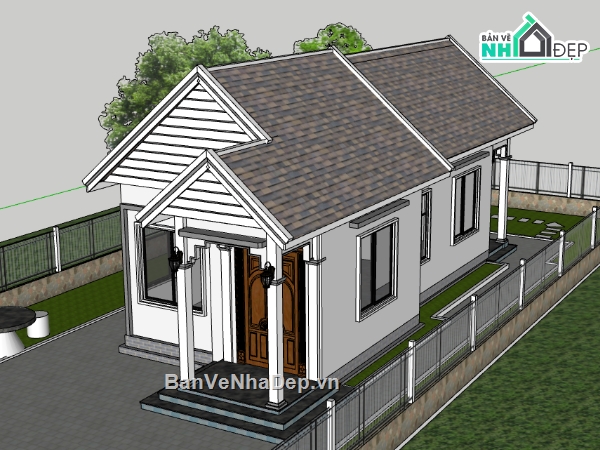 nhà phố,nhà phố 2 tầng,nhà phố 2 tầng sketchup,su nhà phố
