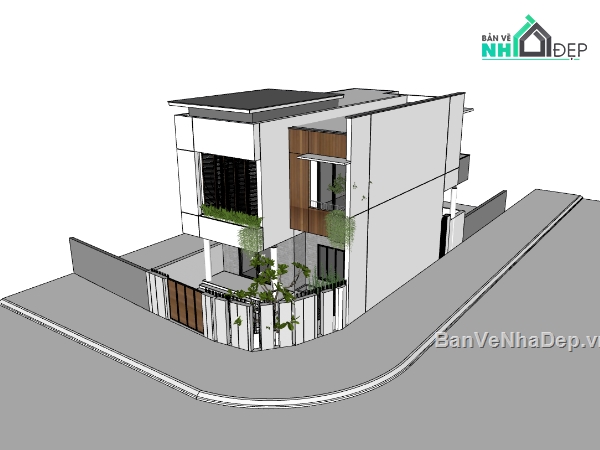 su nhà phố,sketchup nhà phố,nhà phố 2 tầng