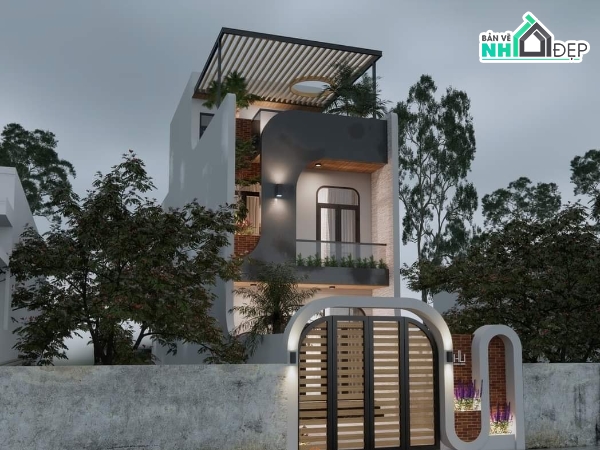 model sketchup nhà phố 3 tầng,file sketchup nhà phố 3 tầng,bản vẽ sketchup nhà phố 3 tầng,3d sketchup nhà phố 3 tầng,Nhà phố 3 tầng 5x18.5m