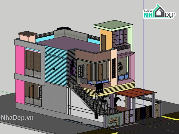 Nhà phố 2 tầng,model su nhà phố 2 tầng,file su nhà phố 2 tầng