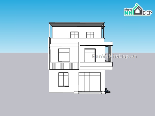 biệt thự 3 tầng,su biệt thự,sketchup biệt thự