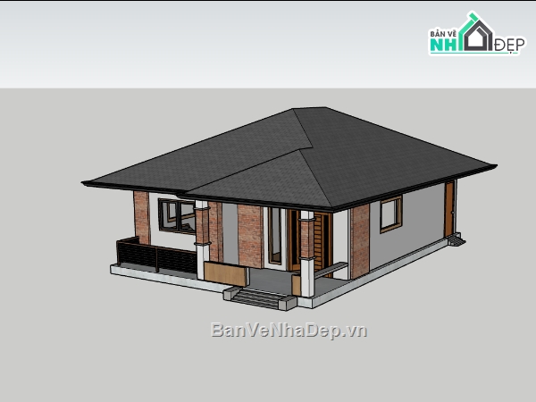 nhà cấp 4,su nhà cấp 4,sketchup nhà cấp 4