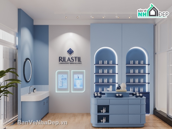 văn phòng,sketchup shop mỹ phẩm,cải tạo nhà ở