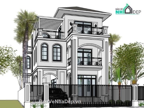 su biệt thự 3 tầng,biệt thự 3 tầng,ngoại thất biệt thự su,file su biệt thự,file sketchup biệt thự 3 tầng,biệt thự 3 tầng su