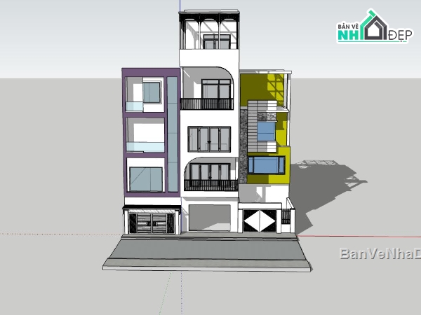 nhà phố sketchup,nhà phố hiện đại,file sketchup nhà phố