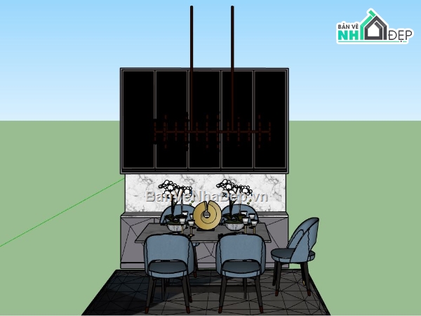 bàn ăn 3d,sketchup bàn ăn,bàn ăn 3d đẹp