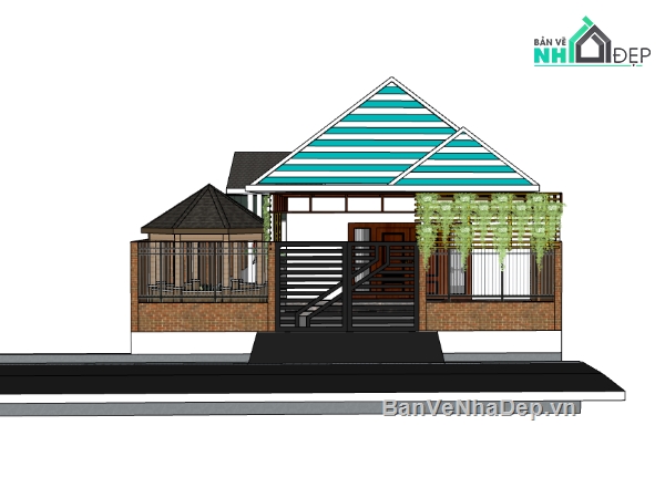 biệt thự 1 tầng,su biệt thự,sketchup biệt thự,biệt thự 1 tầng su