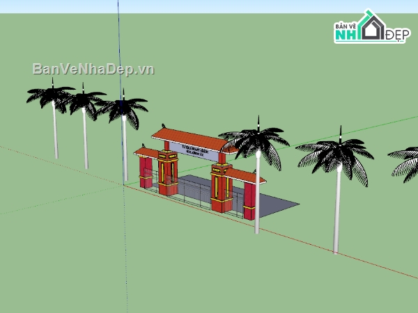 Cổng nghĩa trang,File sketchup cổng,nghĩa trang