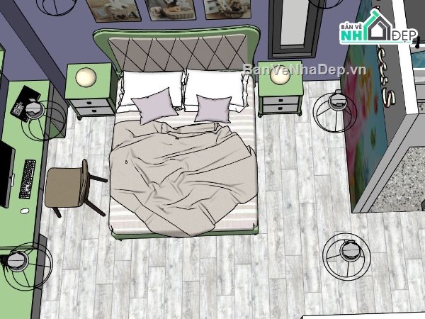 model phòng ngủ đẹp,sketchup nội thất phòng đẹp,phòng ngủ đẹp nhất,file sketchup phòng ngủ