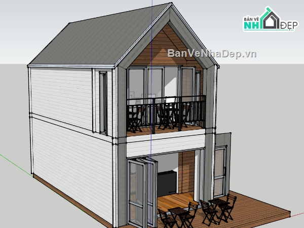 Model 3d sketchup Nhà bungalow,sketchup Nhà bungalow,Nhà gỗ bungalow,3d Nhà gỗ bungalow