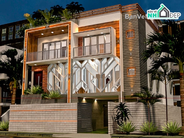 biệt thự 2 tầng,biệt thự hiện đại,phối cảnh biệt thự
