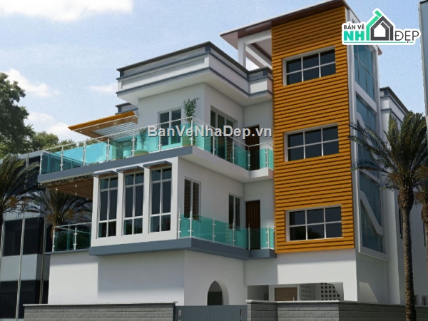 biệt thự 3 tầng,file sketchup biệt thự 3 tầng,biệt thự hiện đại