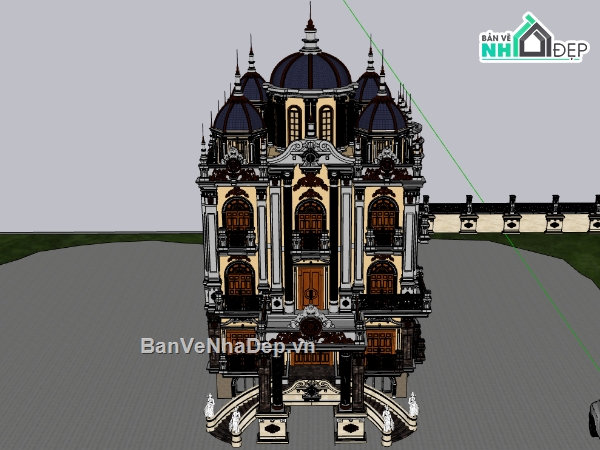 biệt thự 3 tầng,su biệt thự 3 tầng,sketchup biệ thự