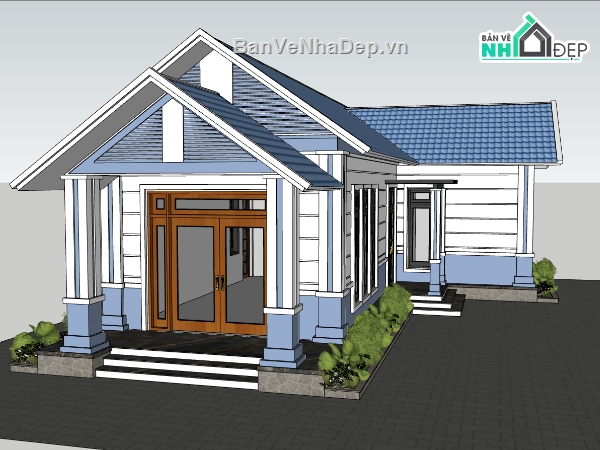 nhà cấp 4 đẹp,su nhà cấp 4,sketchup nhà cấp 4