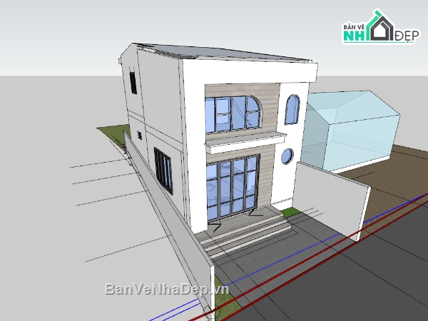 su nhà phố,sketchup nhà phố,nhà phố 3 tầng