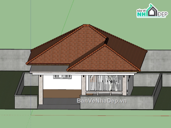 nhà cấp 4,nhà 1 tầng,model nhà 1 tầng