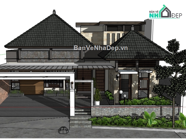 su nhà 1 tầng,file su nhà ở 1 tầng,model su nhà ở 1 tầng,file sketchup nhà 1 tầng