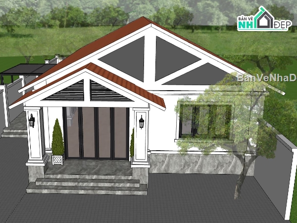 nhà cấp 4 sketchup,sketchup nhà cấp 4,File sketchup nhà,File sketchup nhà cấp 4