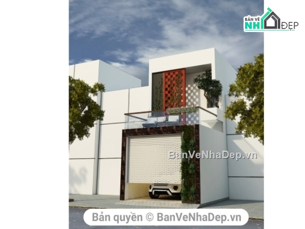 File Sketchup nhà phố 2 tầng hiện đại,4.5x20m,File Sketchup nhà phố 2 tầng hiện đại 4.5x20m