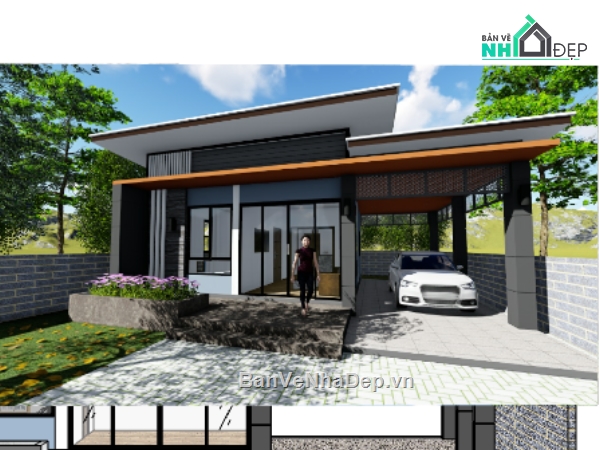 file sketchup nhà 1 tầng,File sketchup nhà ở 1 tầng,File sketchup nhà phố 1 tầng,nhà ở 1 tầng model sketchup