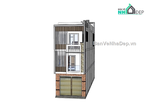 nhà phố 3 tầng,nhà phố hiện đại,model sketchup nhà phố