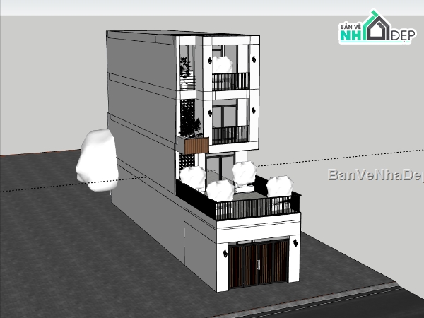 nhà 4 tầng,su nhà phố,nhà phố sketchup