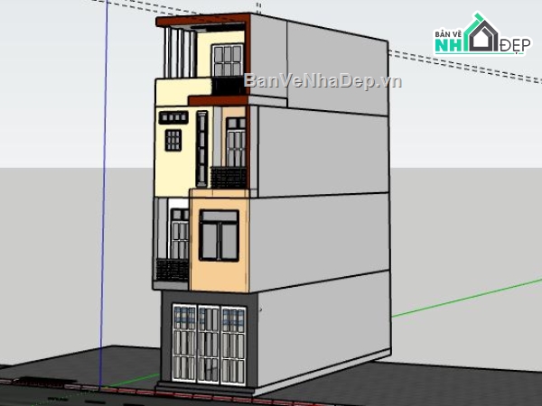 nhà 4 tầng,model su nhà phố 4 tầng,mẫu nhà phố 4 tầng,bản vẽ nhà phố hiện đại