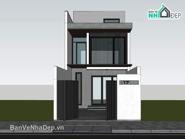 su nhà phố,sketchup nhà phố,nhà phố 2 tầng