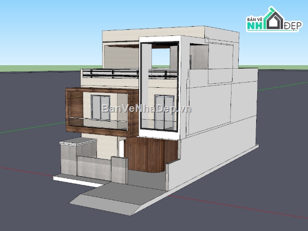 nhà phố 3 tầng,nhà 3 tầng,su nhà phố,sketchup nhà phố