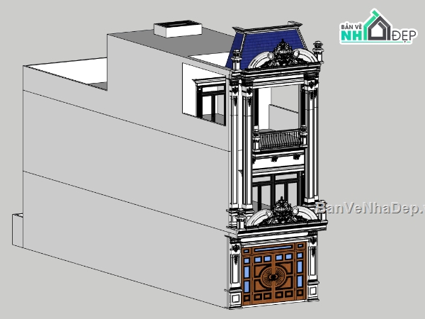 nhà phố 3 tầng,nhà 3 tầng,su nhà phố,sketchup nhà phố