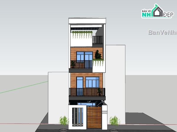nhà 4 tầng,nhà phố 4 tầng,su nhà phố,sketchup nhà phố,su nhà phố 4 tầng