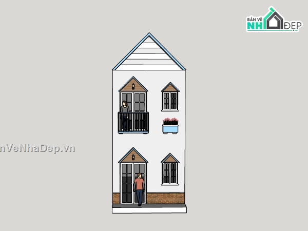 su nhà phố,sketchup nhà phố,sketchup nhà phố 2 tầng
