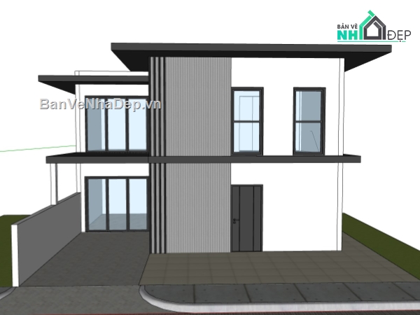 su nhà phố 2 tầng,nhà 2 tầng 8x10m,sketchup nhà phố,sketchup nhà phố 2 tầng
