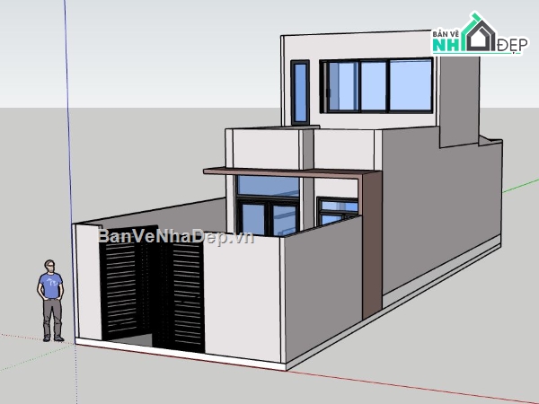 file nhà phố 2 tầng,mẫu nhà phố 2 tầng,sketchup nhà phố 2 tầng