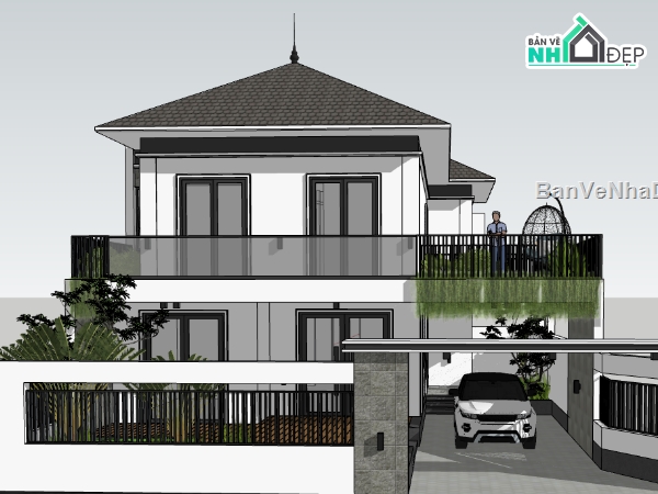 nhà phố sketchup,sketchup nhà phố 2 tầng,nhà phố  2 tầng,nhà phố 2 tầng sketchup,File sketchup nhà phố 2 tầng