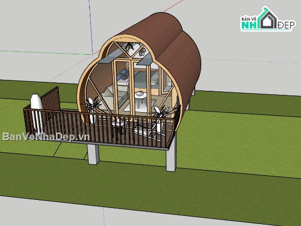 nhà vòm di động,sketchup nhà di động,file 3d nhà di động