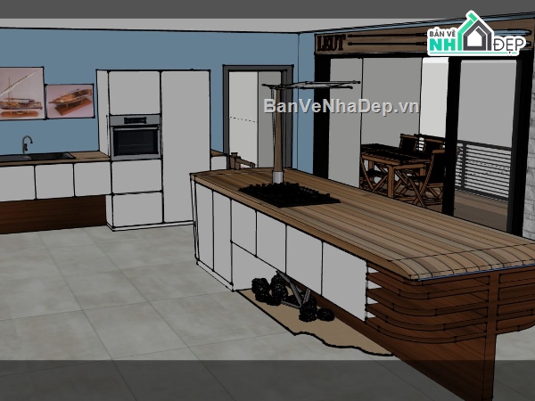 phòng bếp sketchup,Model sketchup phòng bếp,phòng bếp,su phòng bếp
