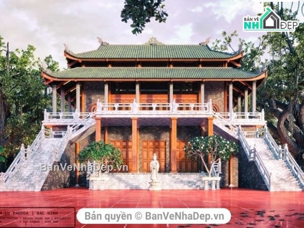 sketchup chùa,file sketchup chùa,sketchup chùa tháp,Su thiết kế chùa Tĩnh Lự