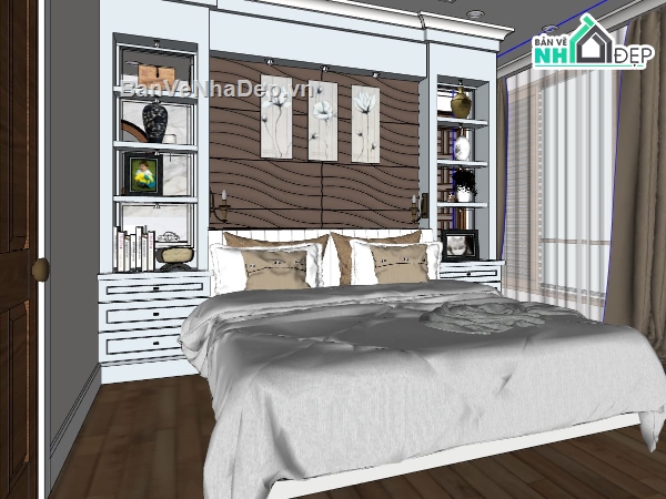 file phòng ngủ sketchup,model phòng ngủ hiện đại,thiết kế phòng ngủ đẹp,nội thất phòng ngủ su