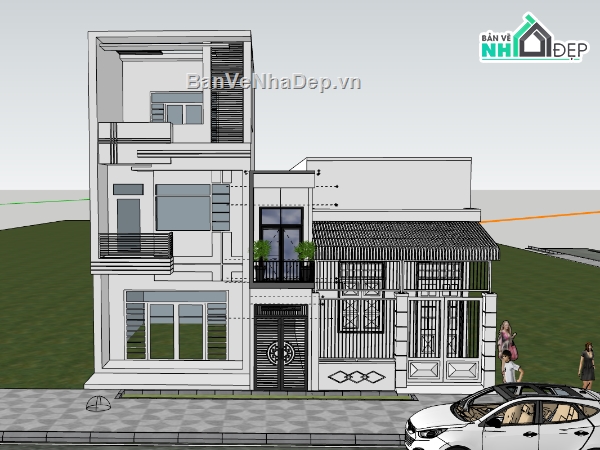 dãy nhà phố,su nhà phố,sketchup nhà phố