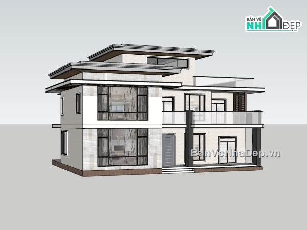 biệt thự 2 tầng,su biệt thự,sketchup biệt thự