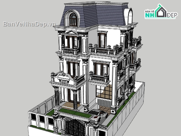 biệt thự 4 tầng,su biệt thự,sketchup biệt thự,biệt thự tân cổ điển đẹp,su biệt thự đẹp,biệt thự tân cổ