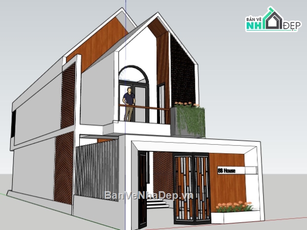 nhà phố  2 tầng,su nhà phố 2 tầng,biệt thự sketchup
